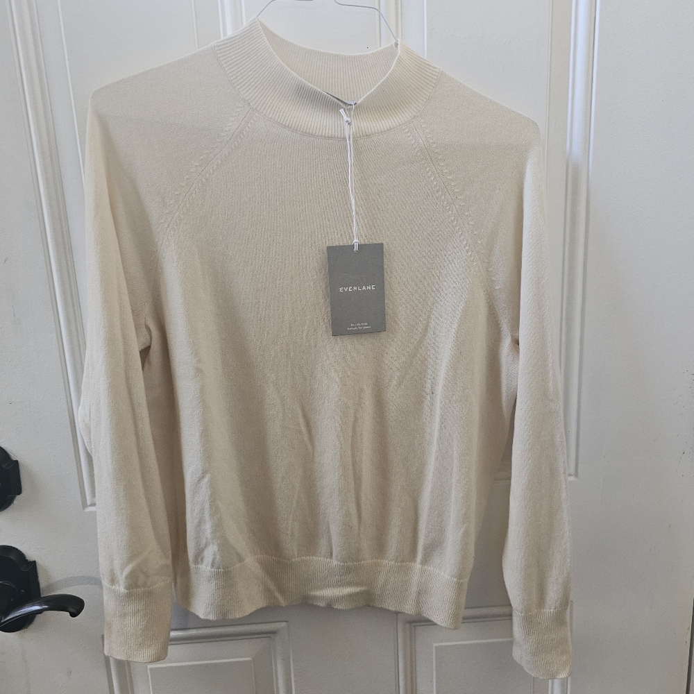 NWT Everlane Women's Cream 100% Cashmere Sweater, Size Large